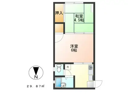 Kハイツ(2K/1階)の間取り写真