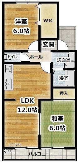 LUMIUS HIGASHIMURA B棟(2LDK/2階)の間取り写真