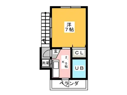 林テラス(1K/2階)の間取り写真