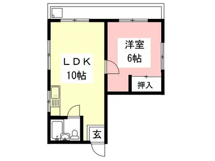 マンション川菱(1LDK/3階)の間取り写真
