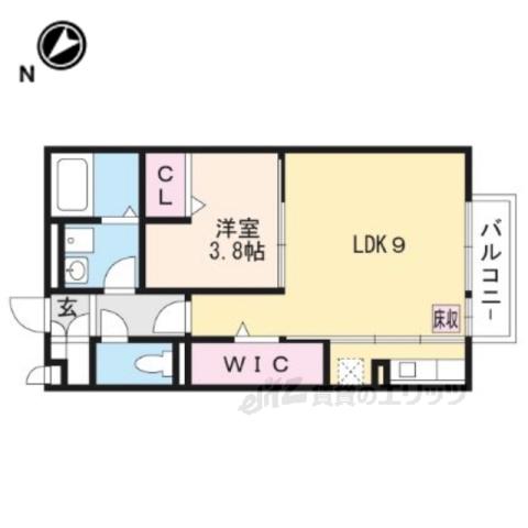 レセンテ出町A(1LDK/1階)の間取り写真