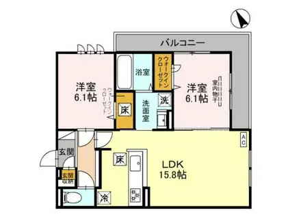 パサログランデ浜寺諏訪森II(2LDK/1階)の間取り写真