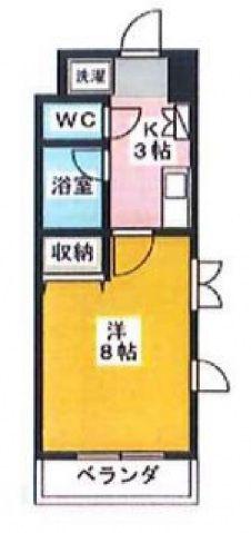 ヴィラ恵飛須(1K/5階)の間取り写真