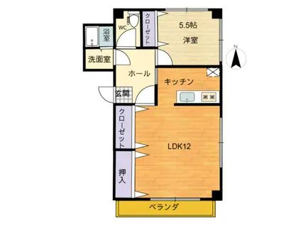 遊歩ビル(1LDK/3階)の間取り写真
