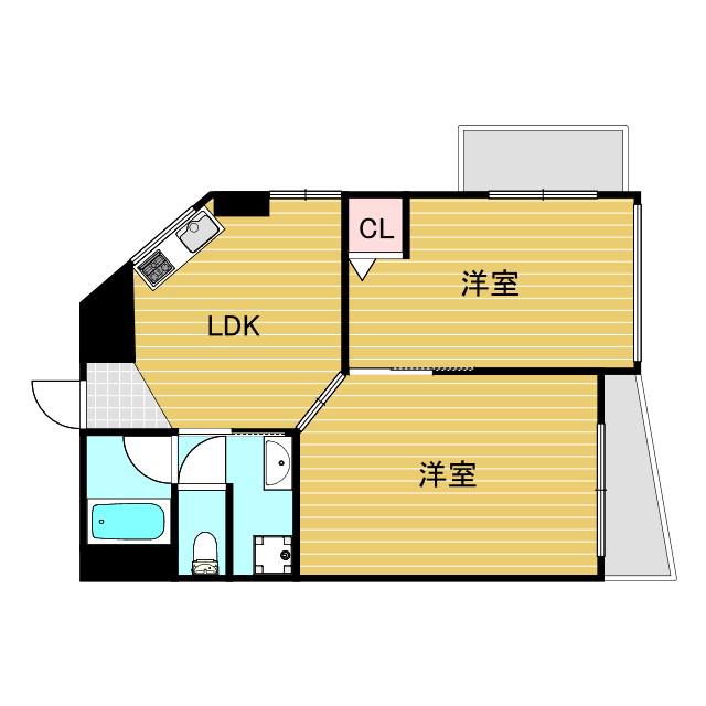 グリーンハイツ東三国(2LDK/2階)の間取り写真