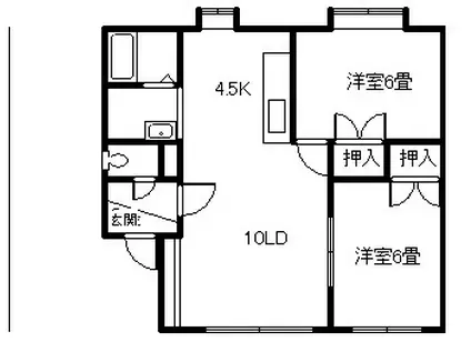 コーポりつ(2LDK/1階)の間取り写真