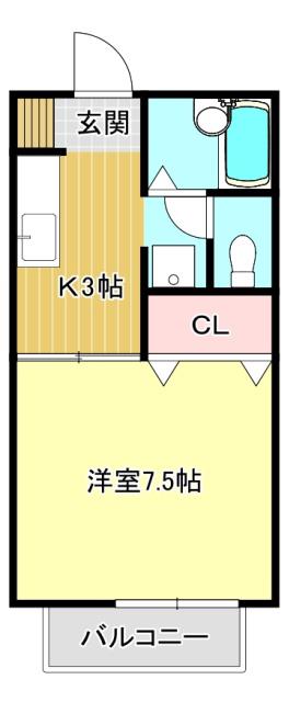 アミティエC(1K/1階)の間取り写真