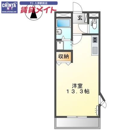 レヴール(ワンルーム/2階)の間取り写真