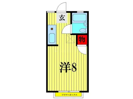 ペガサス西棟(ワンルーム/1階)の間取り写真