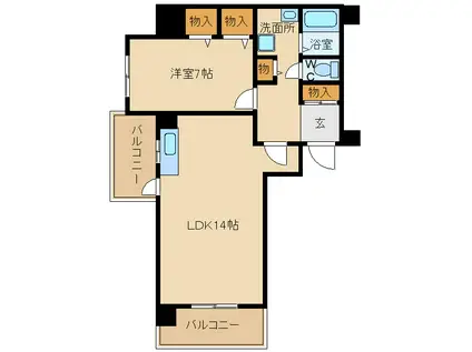 アクシス北大阪(1LDK/2階)の間取り写真