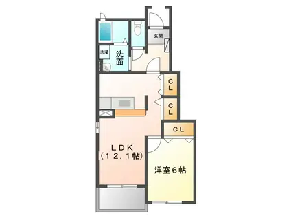 アーバンダンス (1LDK/1階)の間取り写真