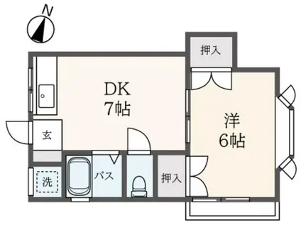 コーポ豊川(1DK/1階)の間取り写真