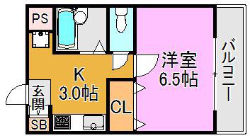 セピアコート(1K/2階)の間取り写真