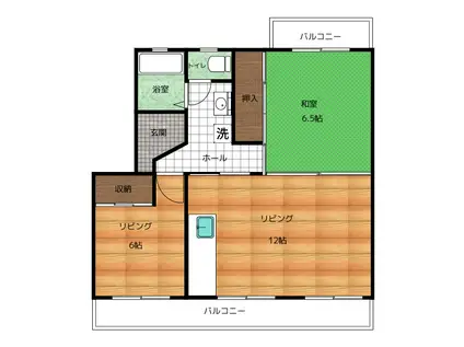 中里ハイツ(2LDK/1階)の間取り写真