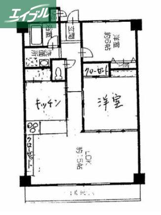 サニーハイム岡山(2LDK/3階)の間取り写真