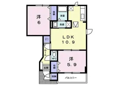 ラルジュII(2LDK/1階)の間取り写真
