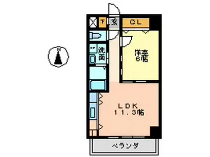 AHビル(1LDK/4階)の間取り写真