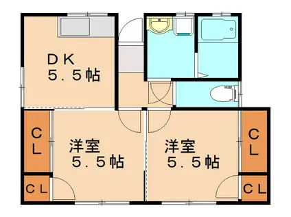 スエルテタウン上三緒(2DK/1階)の間取り写真
