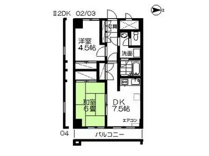 ロイヤルヒルズ柳生II(2DK/4階)の間取り写真