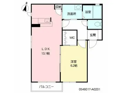 シェリーハイツ上野丘(1LDK/2階)の間取り写真