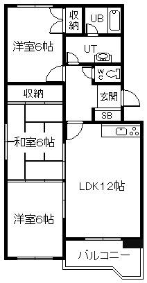 エーコーあけぼの(3LDK/1階)の間取り写真