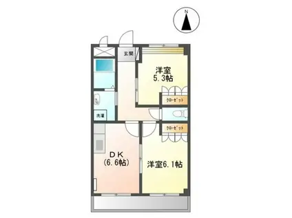 シャルマンコート(2DK/2階)の間取り写真