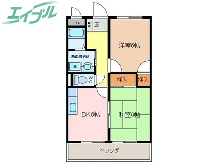 サニーハイツ(2DK/2階)の間取り写真