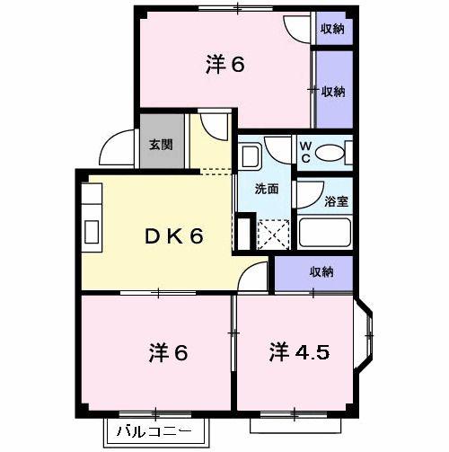 エルディムなかはら(3DK/1階)の間取り写真