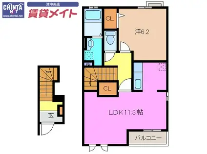 メゾン・ド・メアリ(1LDK/2階)の間取り写真