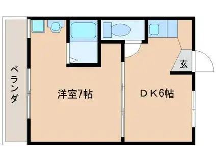 ヴィラナリー石山寺II(1DK/1階)の間取り写真