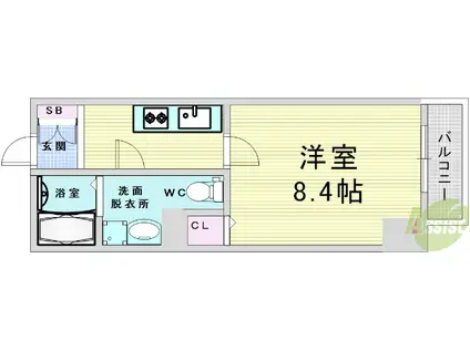 R SQUARE 東天満(1K/7階)の間取り写真