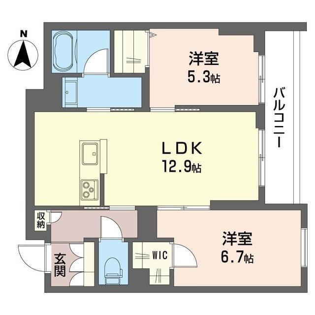 ヴィリジアン陣屋I(2LDK/2階)の間取り写真