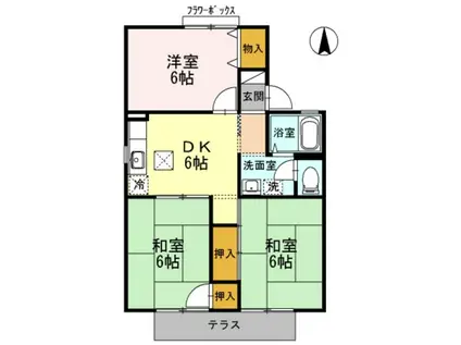 グリーンアベニューA(3DK/1階)の間取り写真