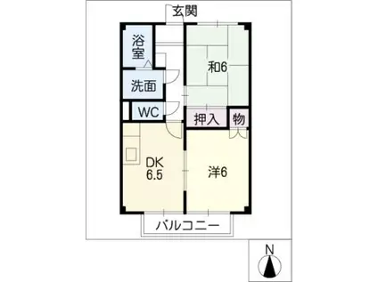 グランデージ佐奈川(2DK/2階)の間取り写真