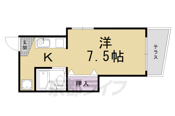 パンプキンハウス(ワンルーム/1階)の間取り写真