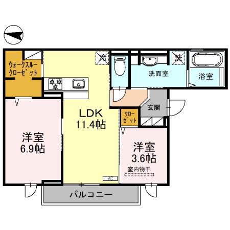 グラッドI(2LDK/2階)の間取り写真