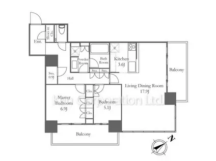 ザタワー横浜北仲(2LDK/13階)の間取り写真