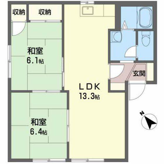 ビューハイム原田A棟(2LDK/1階)の間取り写真