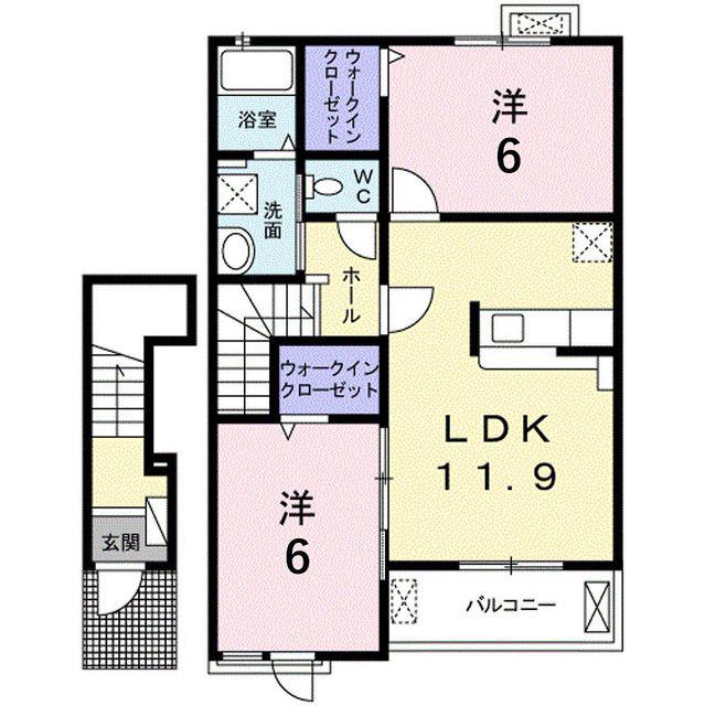 クレールIV C(2LDK/2階)の間取り写真