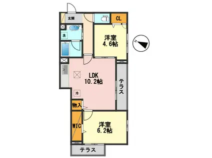 D-アリビオ(2LDK/1階)の間取り写真