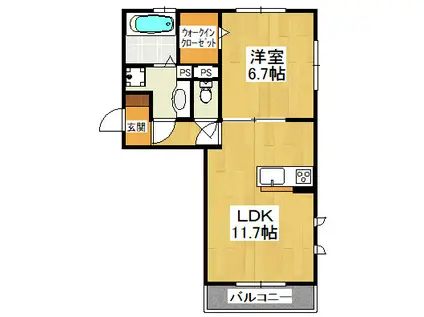 メゾン・ドゥ・ボネール(1LDK/3階)の間取り写真