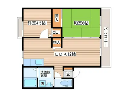 コートルミエールB(2LDK/1階)の間取り写真