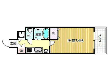 レジュールアッシュ梅田イースト(1K/4階)の間取り写真