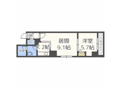 SAPPORO HILLS(1LDK/10階)の間取り写真
