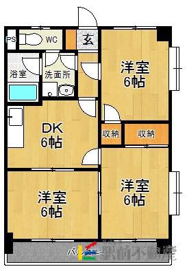 サンヒルズ福田(3DK/2階)の間取り写真