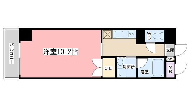 エリーフラッツ京町(1K/8階)の間取り写真