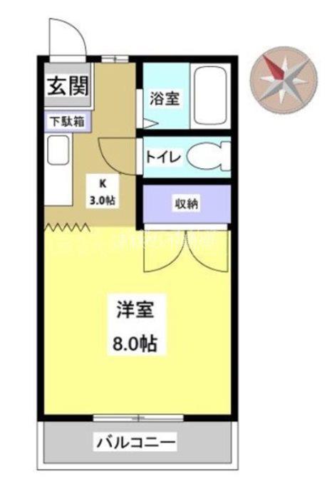 サンハイツエムII(1K/1階)の間取り写真