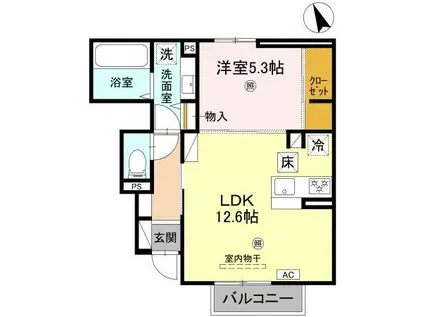 ヴィラーチェII(1LDK/1階)の間取り写真