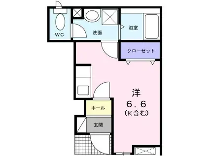 カーサ プラシード(ワンルーム/1階)の間取り写真