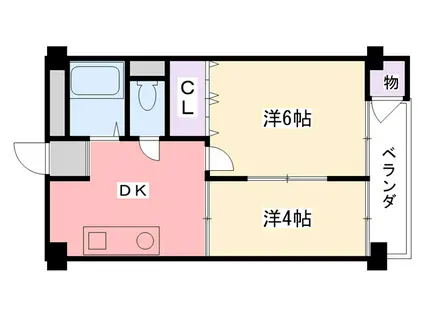 新甲子園マンション(2DK/3階)の間取り写真